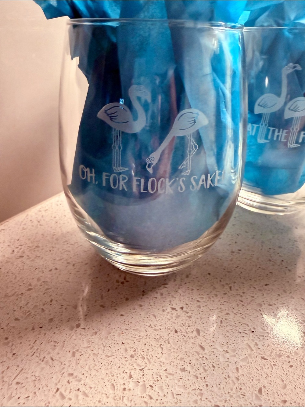 🦩Stemless Wine Glass Set with Flamingos 🦩 - Picture 2 of 7